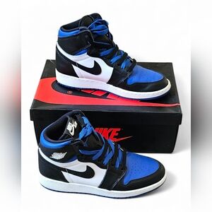 Air Jordan 1 Mid Royal Blue Black Youth Sneakers Size 5.5Y
